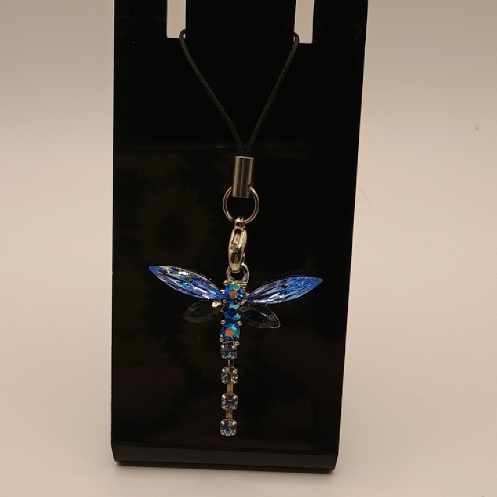 Blue Dragonfly Cell Phone Charm